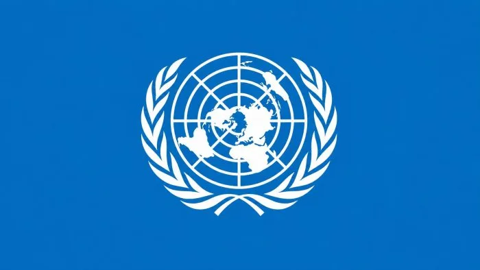 United Nations emblem on blue background