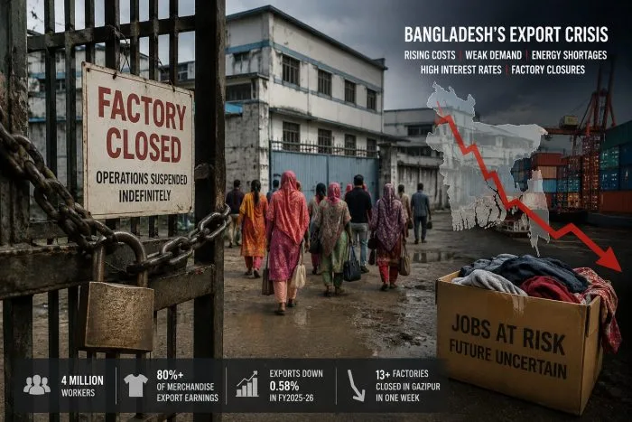 কারখানার আলো নিভছে, চাপ বাড়ছে বাংলাদেশের রপ্তানি অর্থনীতিতে
