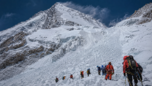 High-altitude mountain peak of Broad Peak in northern Pakistan where an avalanche occurred