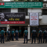 Police Take Position at Bangladesh JSD Office Ahead of Bangabandhu Tribute Program