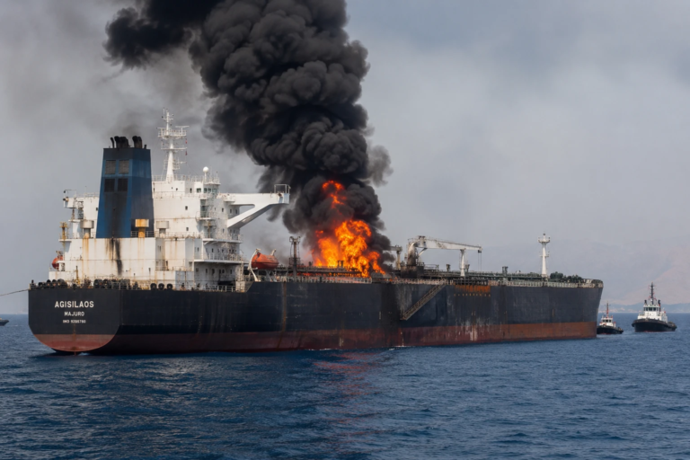 Tanker Catches Fire While Crossing Strait of Hormuz Without Iran’s Permission