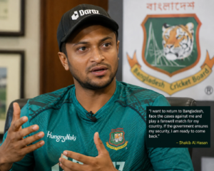Shakib Al Hasan during an interview expressing desire to return to Bangladesh