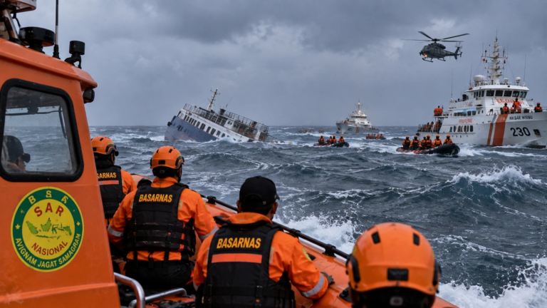 Passenger Ship Sinks in Indonesia, Six Dead and 129 Missing